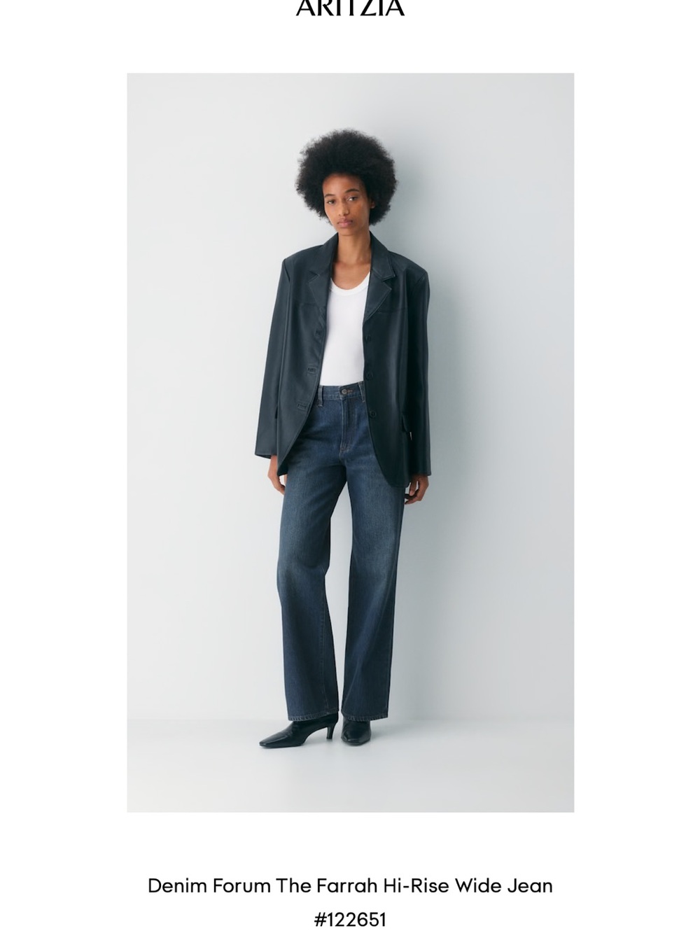 Aritzia Farrah Hi-Rise Wide Jean - Dark Blue Denim